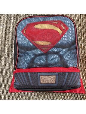 Superman Cape Insulated Lunch Bag Dual Compartment Muscle Suit Graphic